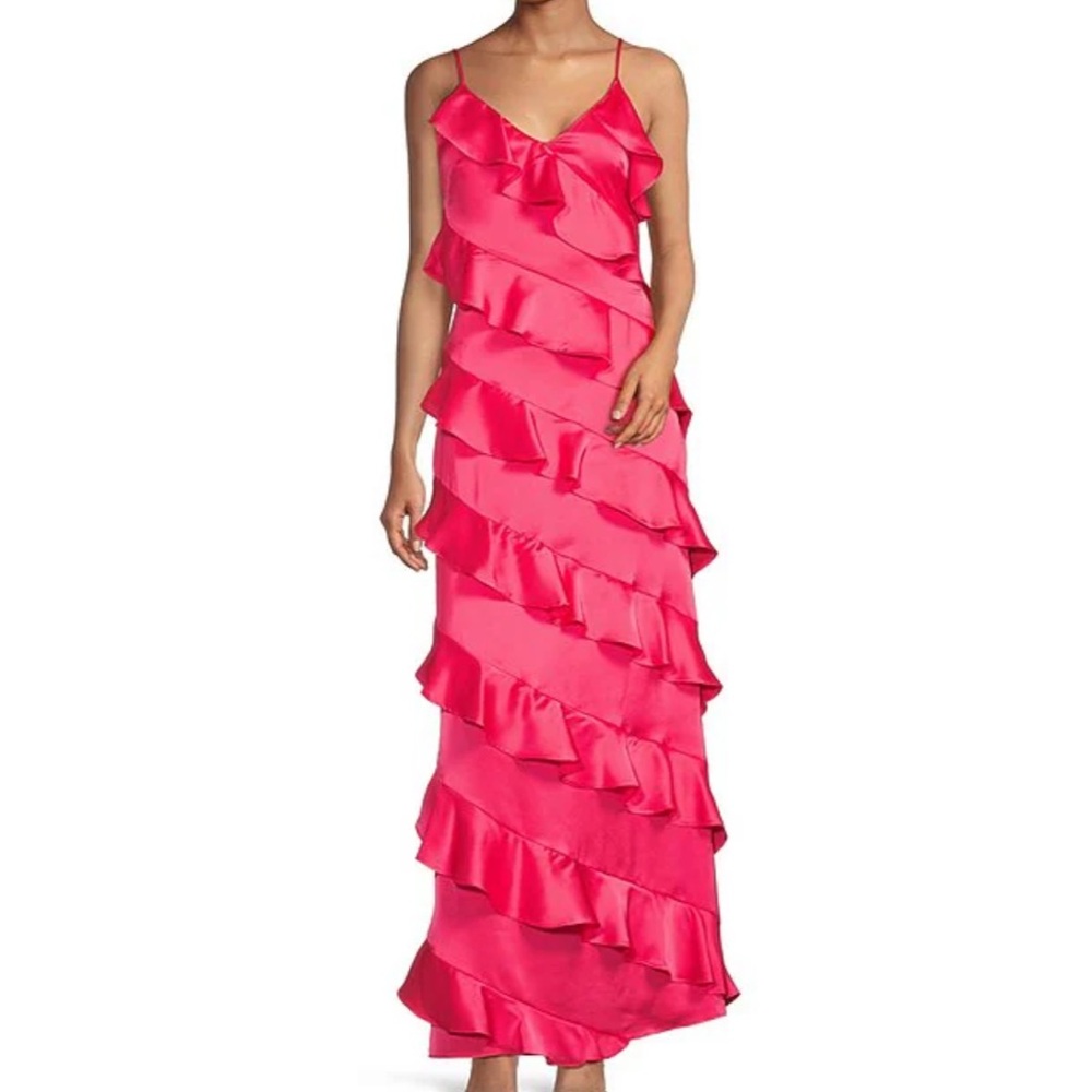 Badgley Mishka Belle Satin Chiffon A-Line Dress NWT